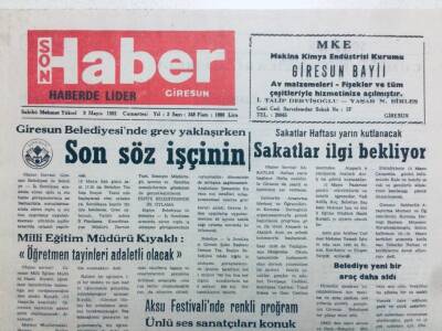 Giresun Son Haber Gazetesi 9 Mayıs 1992 - Son Söz İşçinin GZ41043 - 1