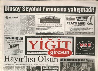 Giresun Yiğit Gazetesi 28 Temmuz 2010 - Espiye Belediyesi Tanıtımı İçin Totem Dikildi - Osman Çakır , Giresuna Geliyor GZ96421 - 1