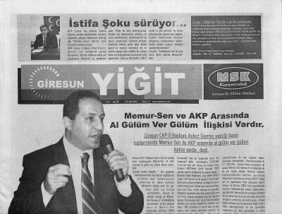 Giresun Yiğit Gazetesi 9-16 Eylül 2010 - Memur-Sen Ve AKP Arasında Al Gülüm Ver Gülüm İlişkisi Vardır GZ96342 - 1