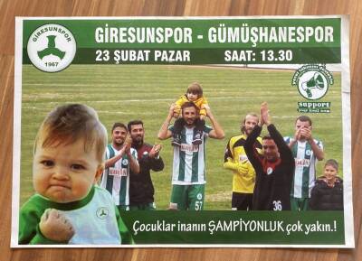 GİRESUNSPOR-GÜMÜŞHANESPOR ŞAMPİYONLUK MAÇI POSTER BÜYÜK BOY (48X33 cm) KRT17562 - 1
