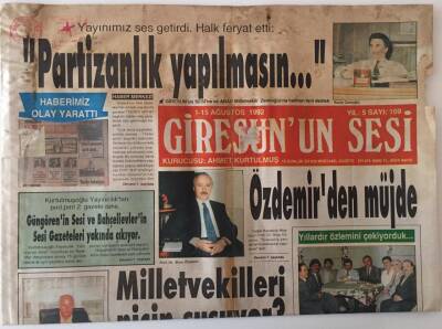 Giresunun Sesi Gazetesi 1-15 Ağustos 1992 - Giresun Vakfı Hizmete Girdi GZ26662 - 1