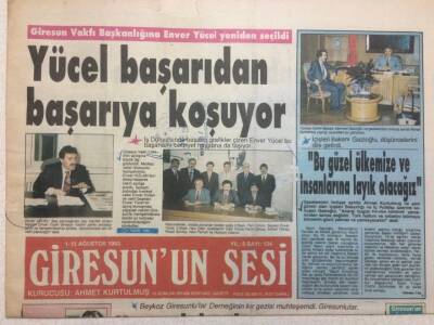 Giresunun Sesi Gazetesi 1-15 Ağustos 1993 - Enver Yücel Başarıdan Başarıya Koşuyor GZ38193 - 1