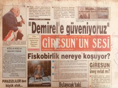 Giresunun Sesi Gazetesi 20 Mart 1993 - Ziraat Odası - Demirele Güveniyoruz GZ38786 - 1