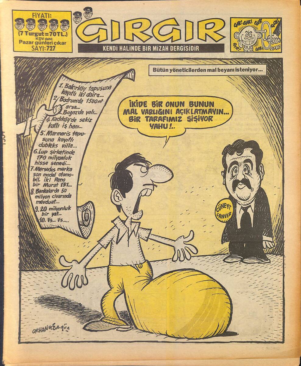 Gırgır Mizah Dergisi 10 Ağustos 1986 Sayı : 727 NDR96882 - 1