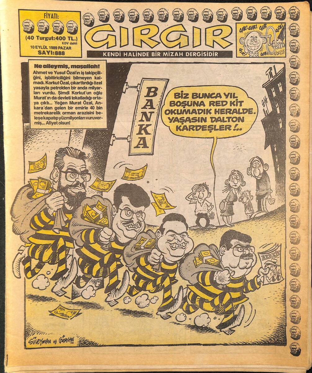 Gırgır Mizah Dergisi 10 Eylül 1989 Sayı : 888 NDR96369 - 1