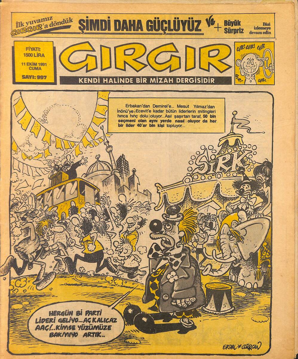 Gırgır Mizah Dergisi 11 Ekim 1991 Sayı: 997 NDR97899 - 1