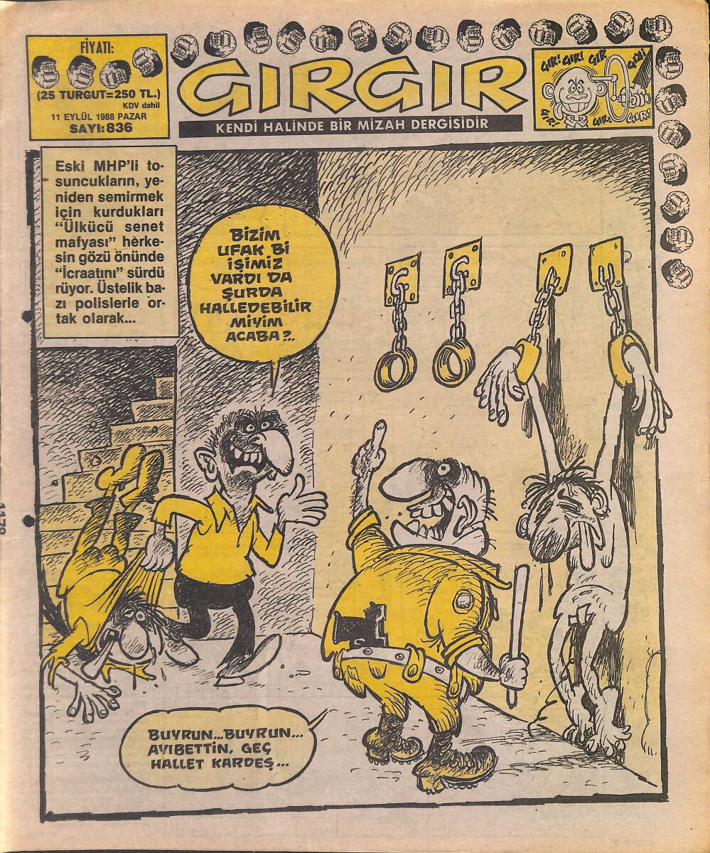 Gırgır Mizah Dergisi 11 Eylül 1988 Sayı : 836 NDR97050 - 1