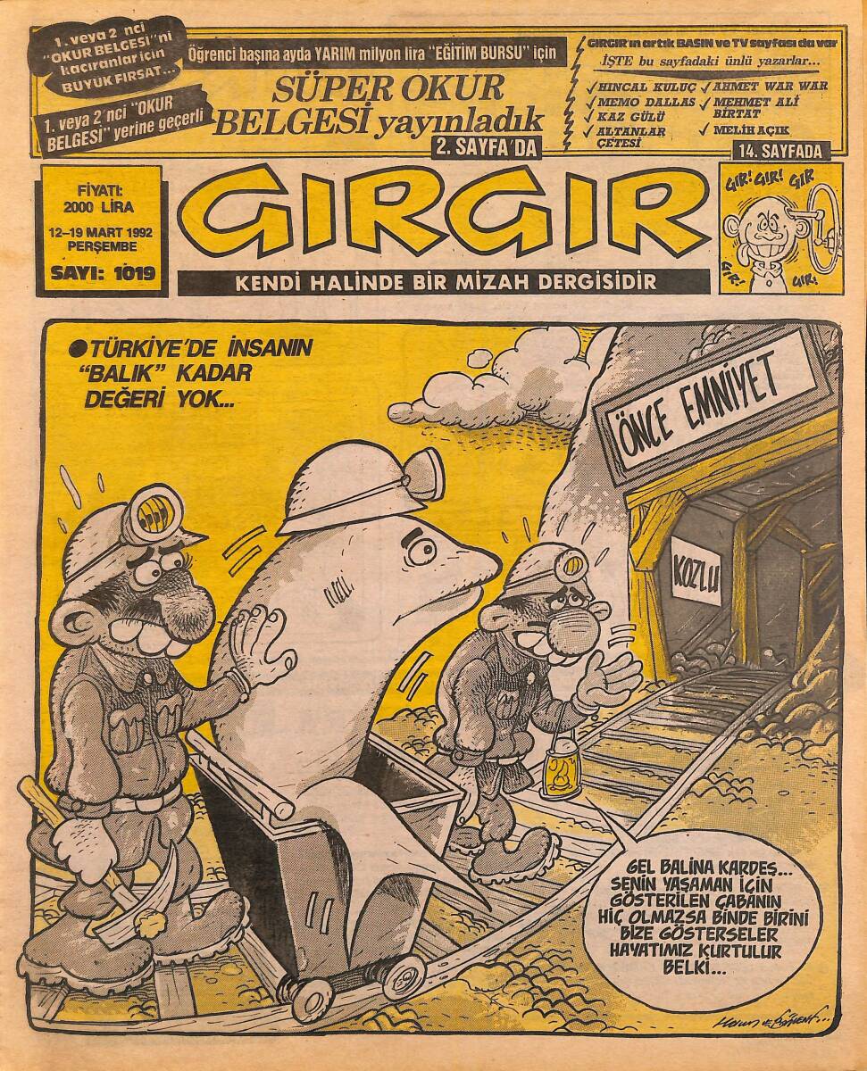 Gırgır Mizah Dergisi 12 - 19 Mart 1992 Sayı : 1019 NDR96564 - 1