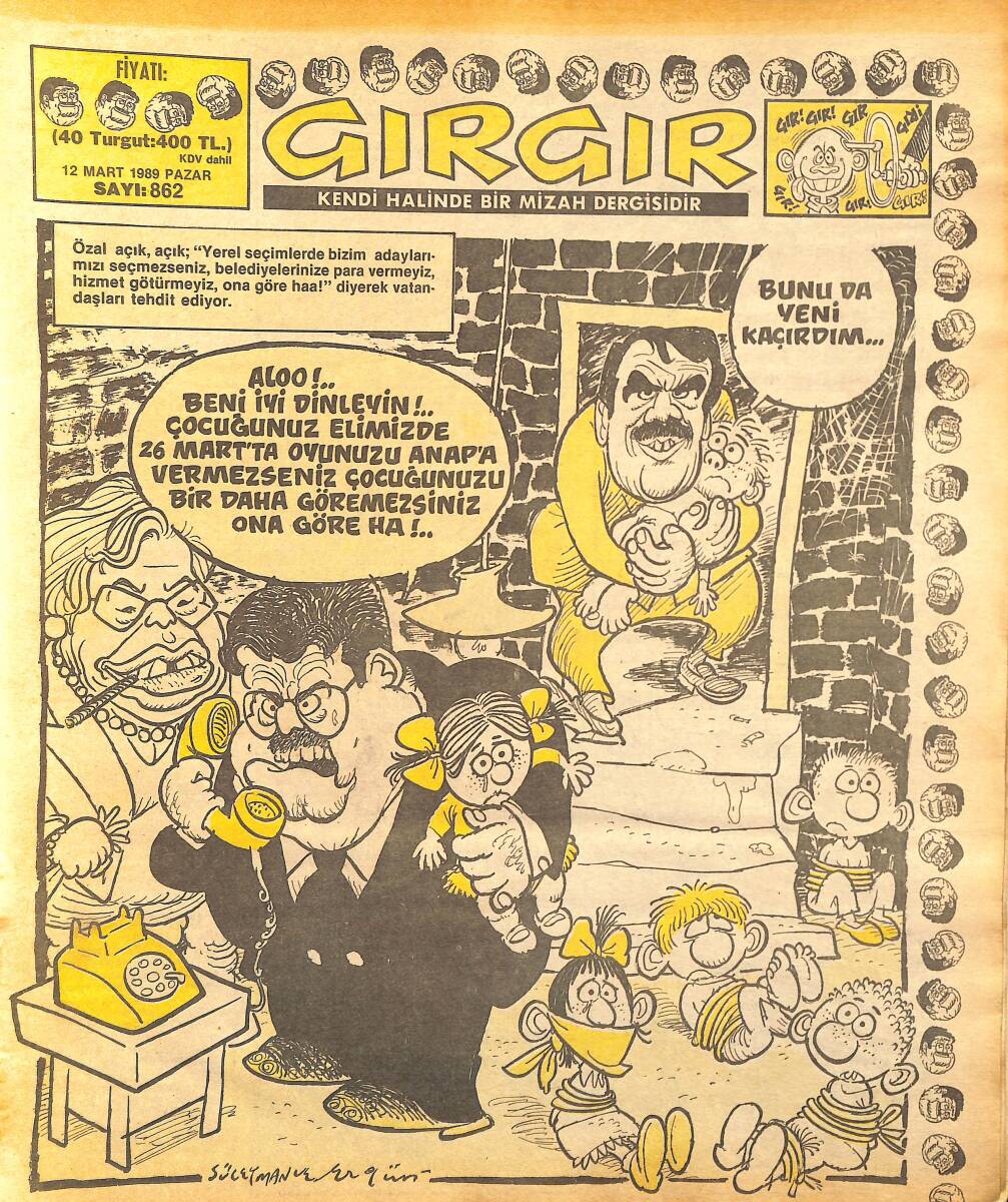 Gırgır Mizah Dergisi 12 Mart 1989 Sayı : 862 NDR96395 - 1