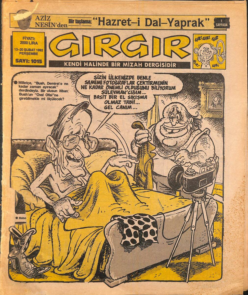 Gırgır Mizah Dergisi 13 - 20 Şubat 1992 Sayı : 1015 NDR96568 - 1