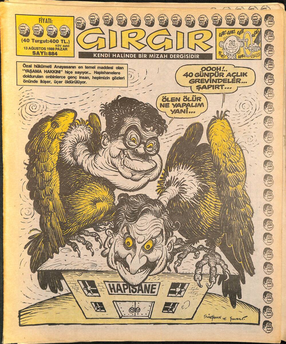Gırgır Mizah Dergisi 13 Ağustos 1989 Sayı : 884 NDR96373 - 1