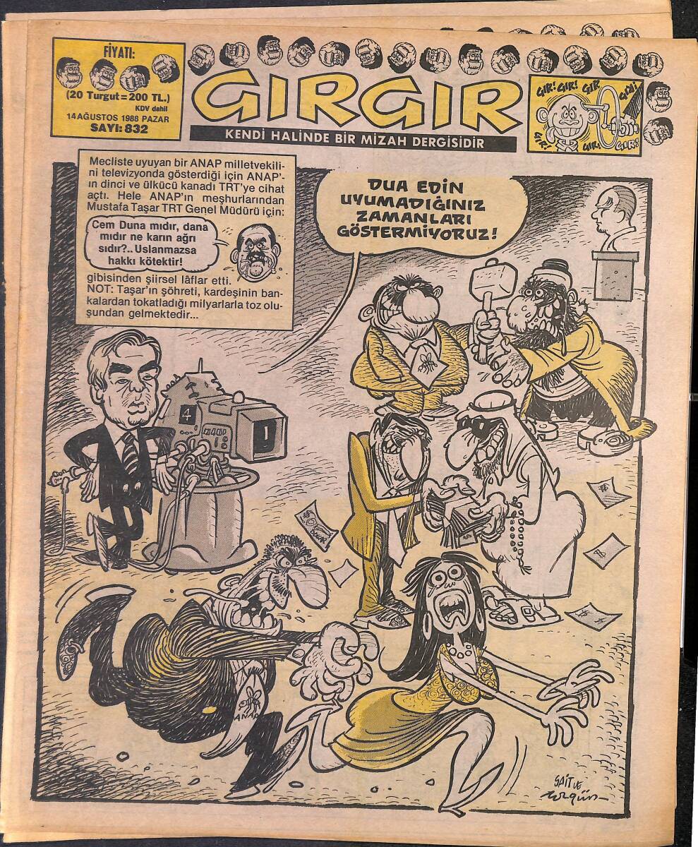 Gırgır Mizah Dergisi 14 Ağustos 1988 Sayı : 832 NDR96917 - 1
