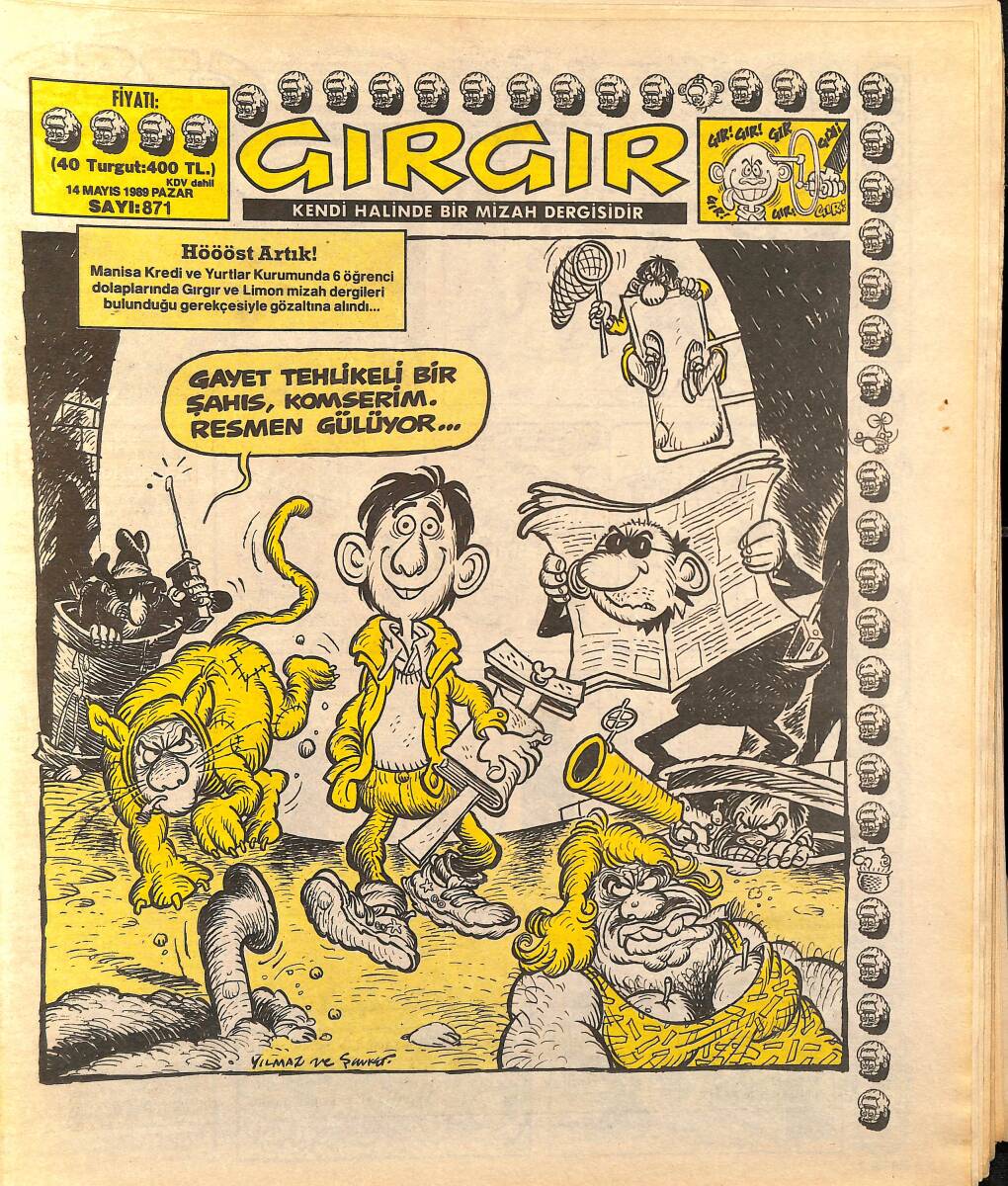 Gırgır Mizah Dergisi 14 Mayıs 1989 Sayı : 871 NDR96386 - 1