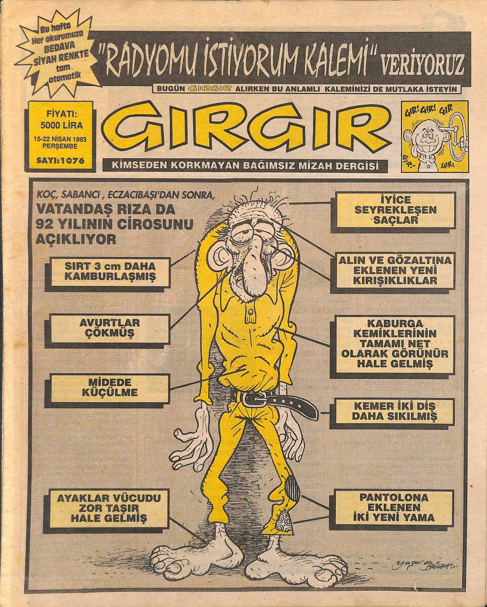 Gırgır Mizah Dergisi 15-22 Nisan 1993 Sayı 1076 NDR94884 - 1