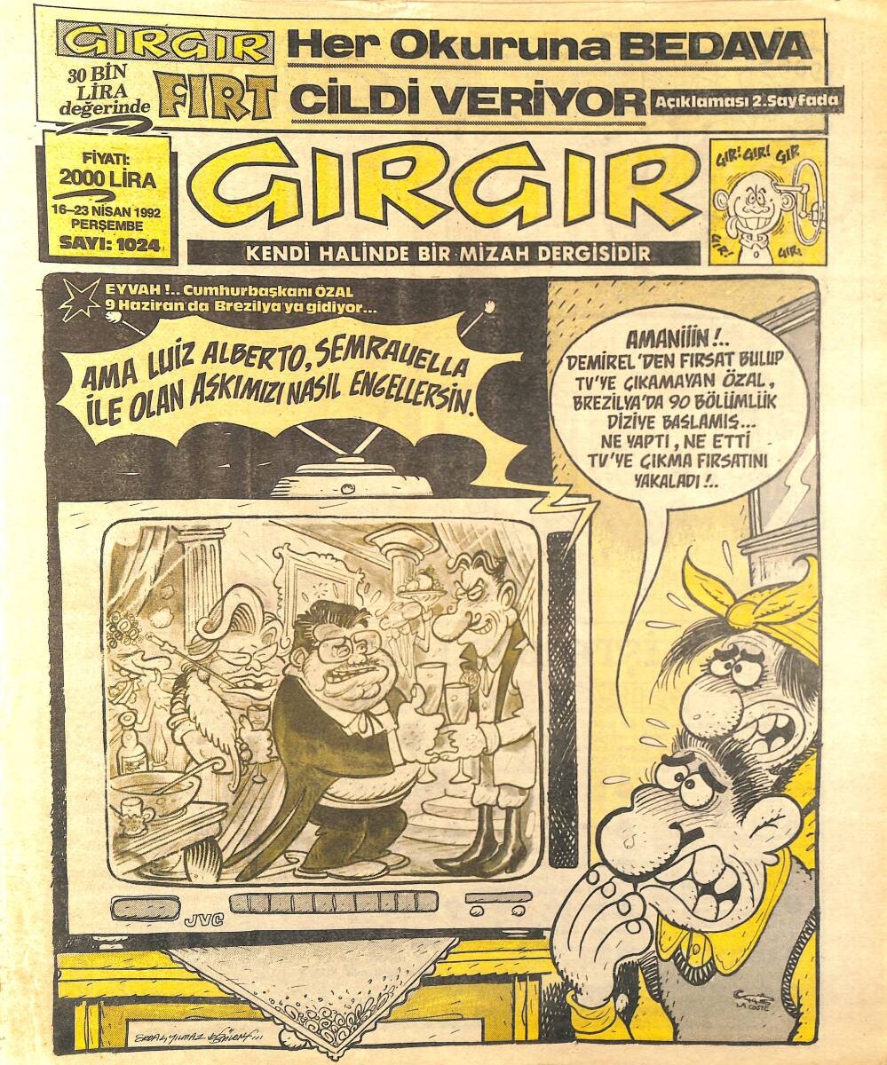 Gırgır Mizah Dergisi 16 - 23 Nisan 1992 Sayı : 1024 NDR96411 - 1