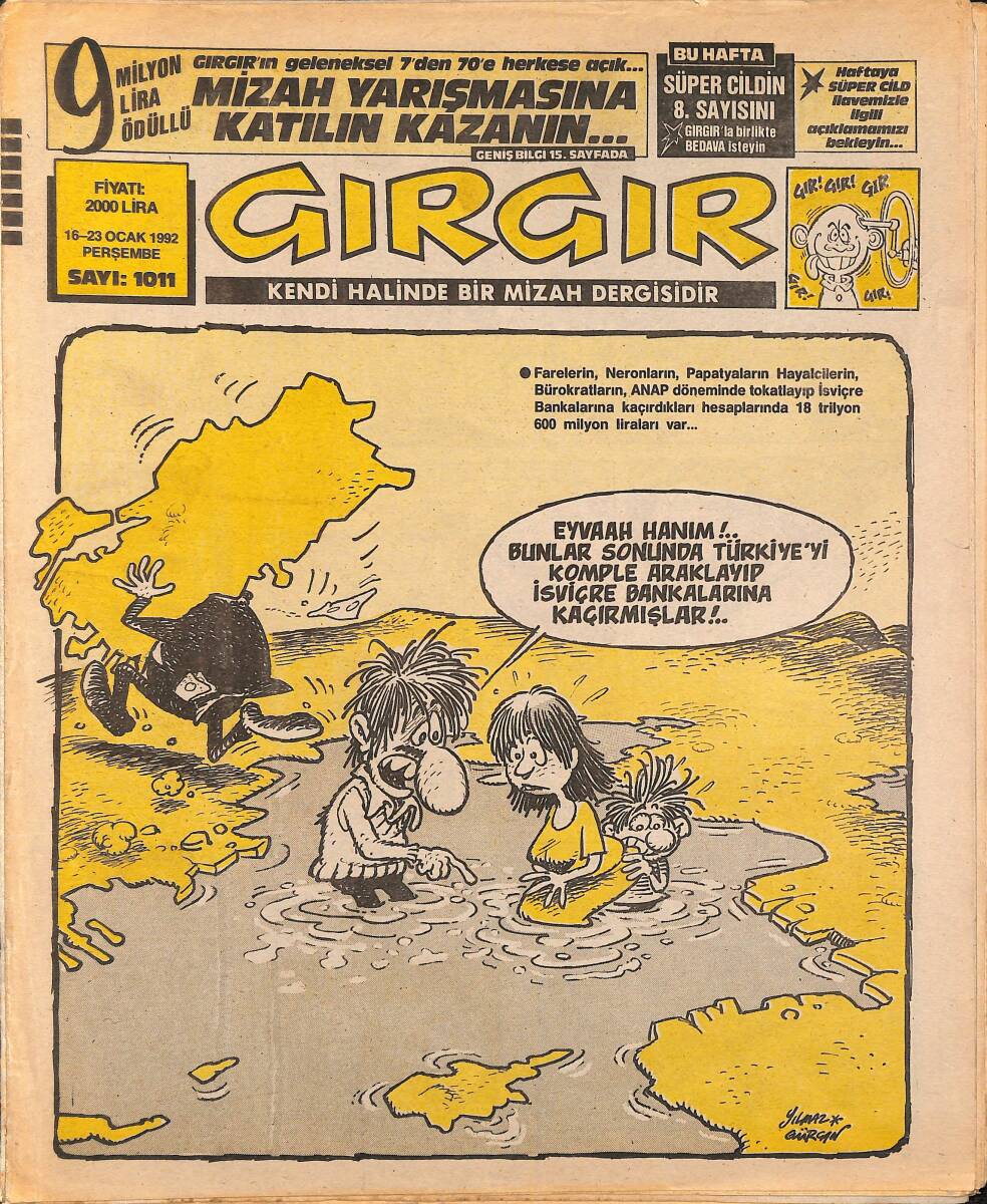 Gırgır Mizah Dergisi 16 - 23 Ocak 1992 Sayı : 1011 NDR96572 - 1
