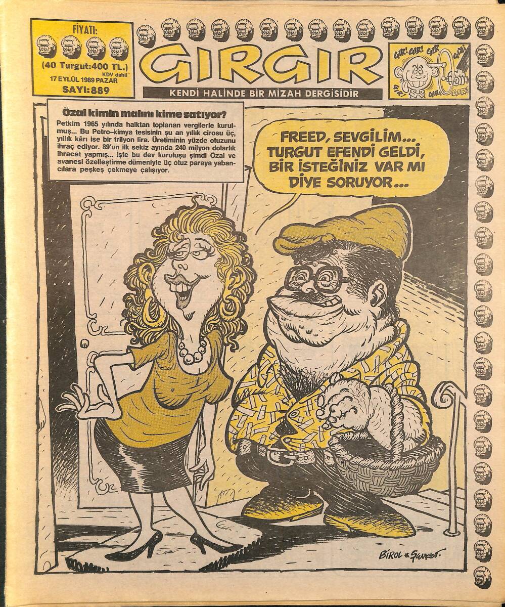 Gırgır Mizah Dergisi 17 Eylül 1989 Sayı : 889 NDR96368 - 1