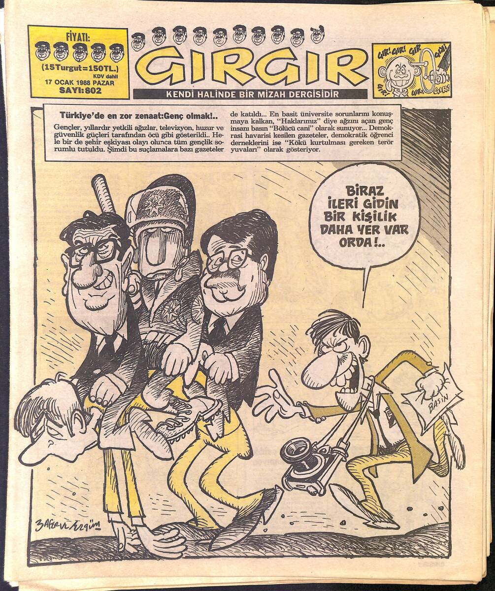 Gırgır Mizah Dergisi 17 Ocak 1988 Sayı : 802 NDR96947 - 1