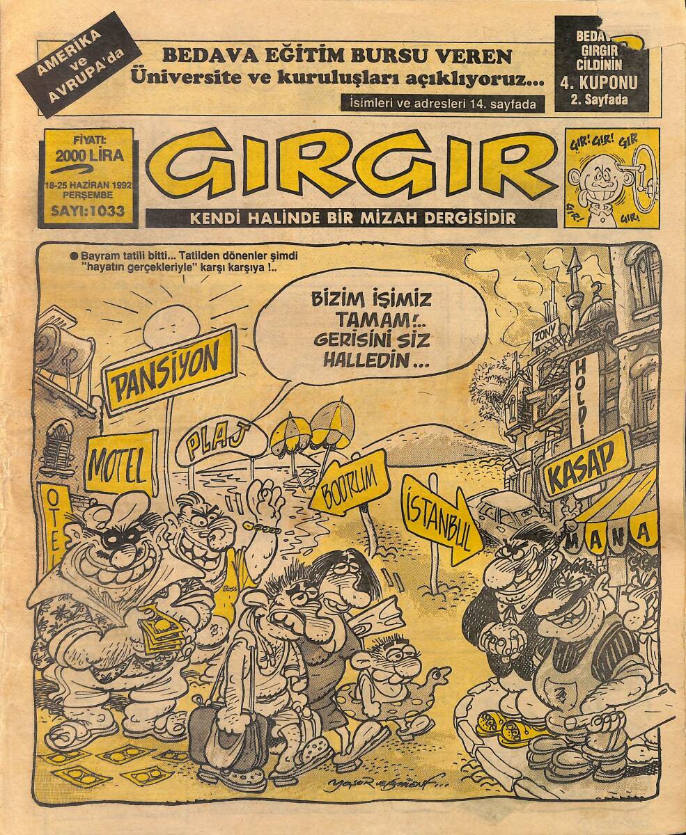 Gırgır Mizah Dergisi 18 - 25 Haziran 1992 Sayı : 1033 NDR97768 - 1