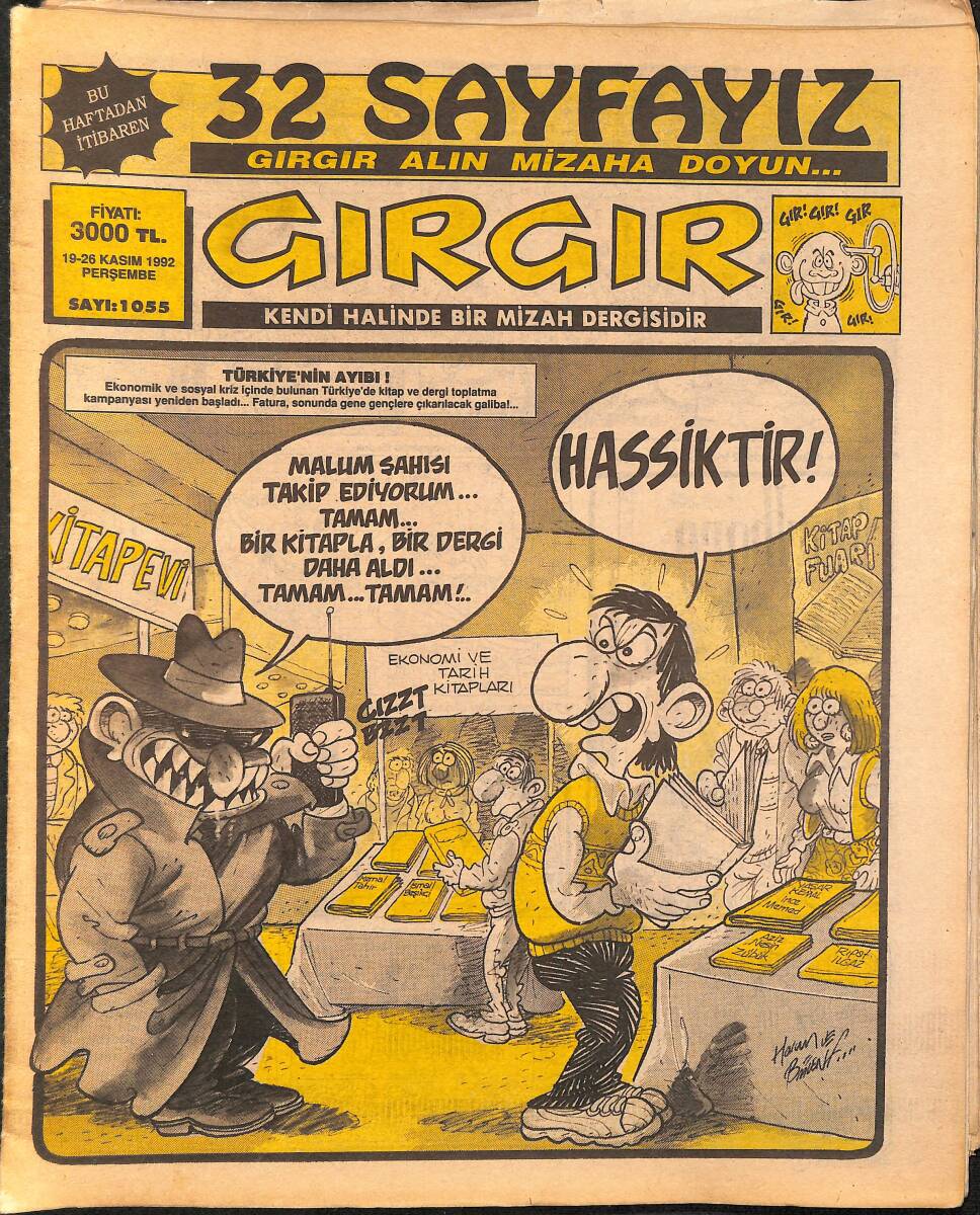 Gırgır Mizah Dergisi 19 - 26 Kasım 1992 Sayı : 1055 NDR96577 - 1