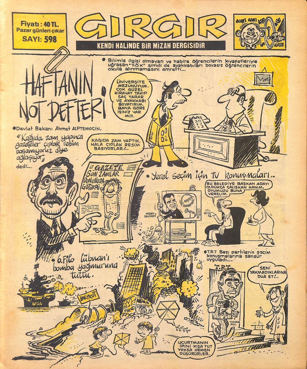 Gırgır Mizah Dergisi 19 Şubat 1984 Sayı : 598 NDR96861 - 1