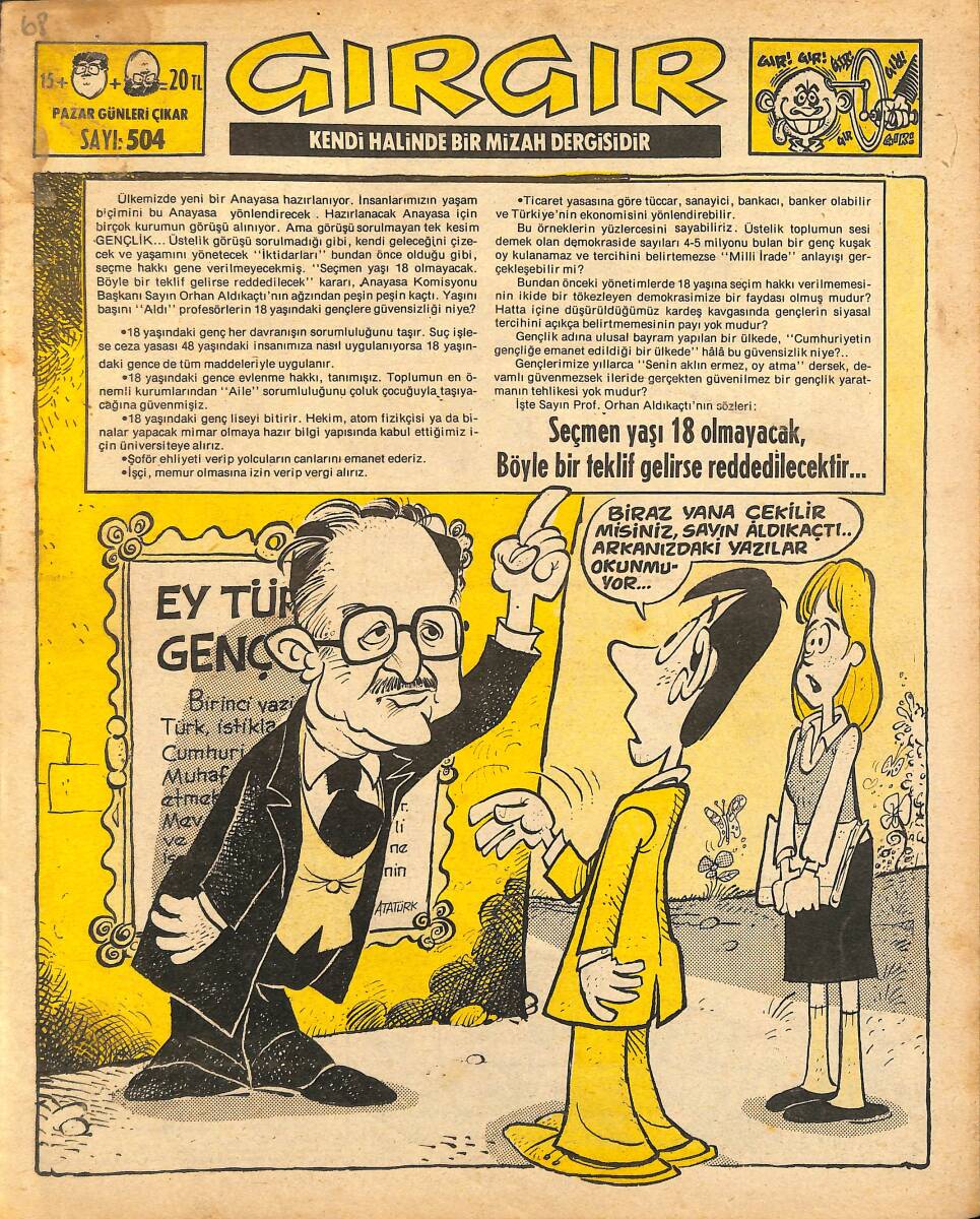 Gırgır Mizah Dergisi 2 Mayıs 1982 Sayı : 504 NDR97544 - 1