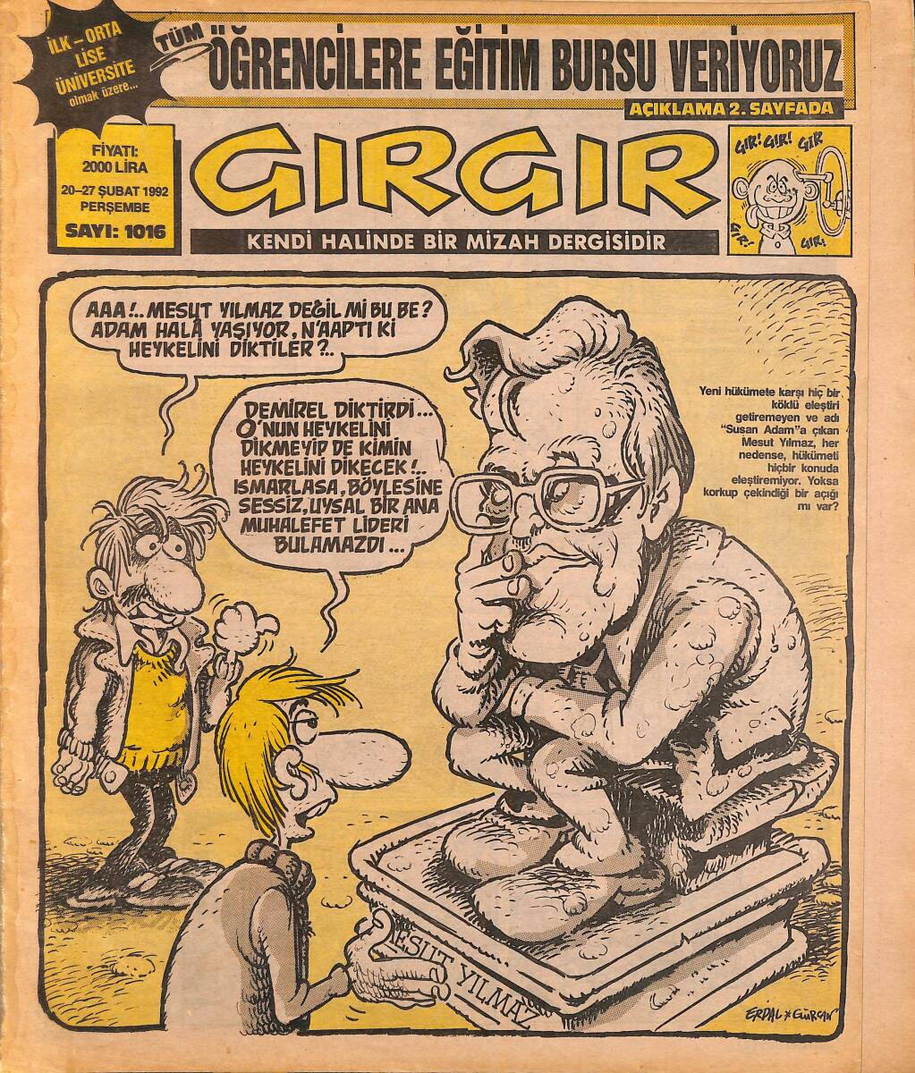 Gırgır Mizah Dergisi 20 - 27 Şubat 1992 Sayı : 1016 NDR96567 - 1
