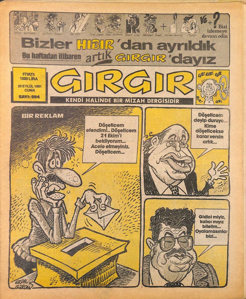 Gırgır Mizah Dergisi 20 Eylül 1991 Sayı: 994 NDR97902 - 1