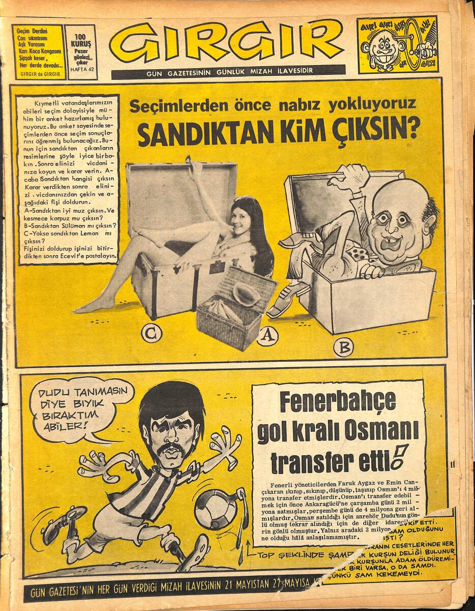 Gırgır Mizah Dergisi 21 Mayıs 1973 Sayı : 42 NDR96814 - 1