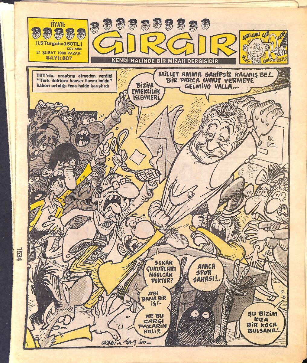Gırgır Mizah Dergisi 21 Şubat 1988 Sayı : 807 NDR96942 - 1