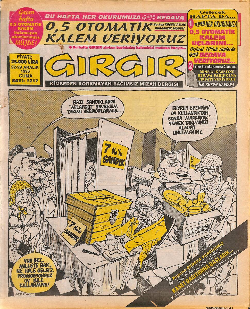 Gırgır Mizah Dergisi 22-29 Aralık 1995 Sayı 1217 NDR94924 - 1
