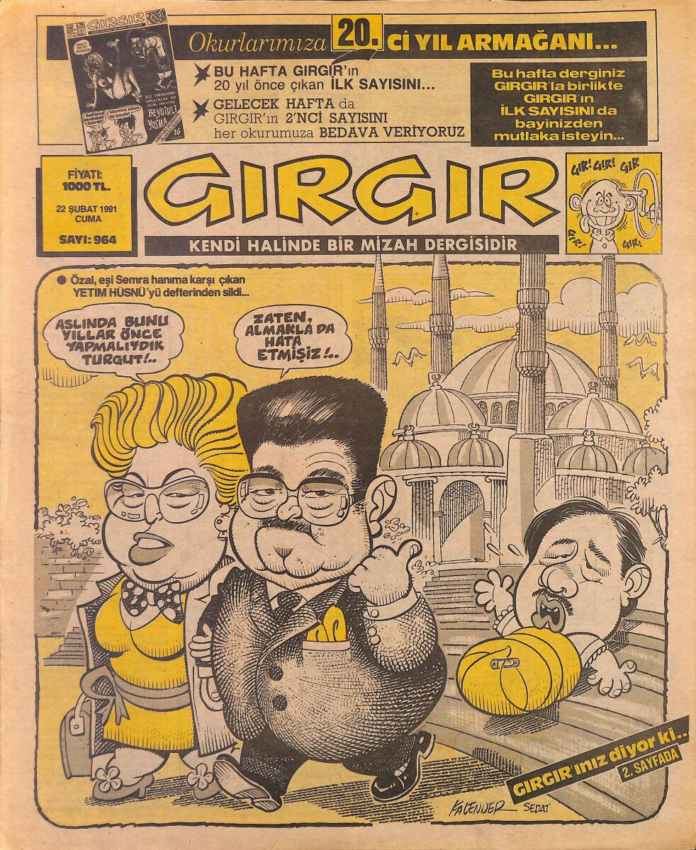 Gırgır Mizah Dergisi 22 Şubat 1991 Sayı: 964 NDR97930 - 1