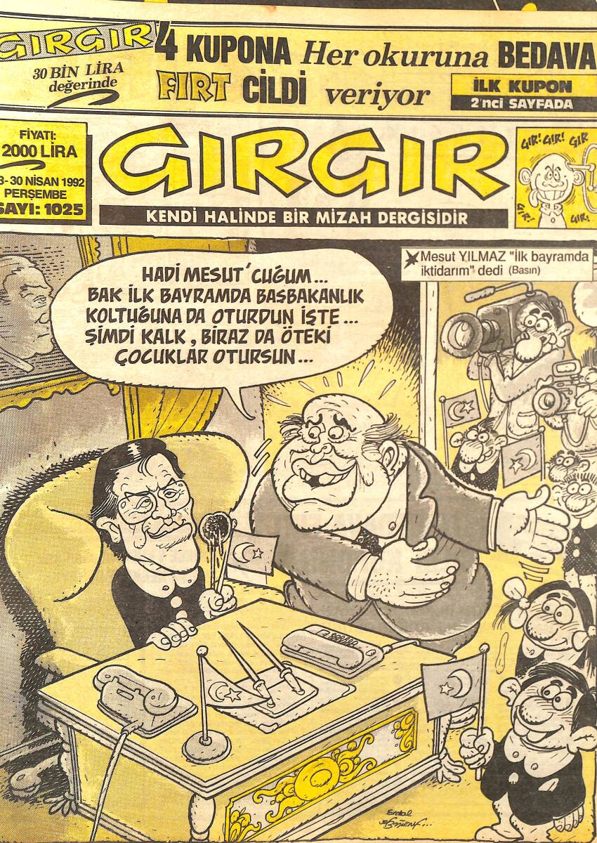 Gırgır Mizah Dergisi 23 - 30 Nisan 1992 Sayı : 1025 NDR96410 - 1