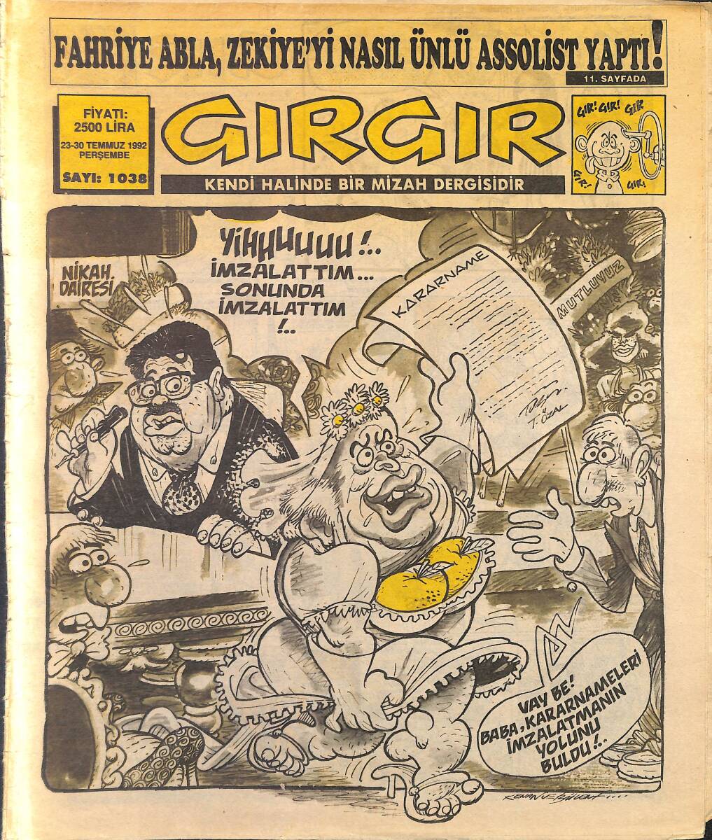 Gırgır Mizah Dergisi 23 - 30 Temmuz 1992 Sayı : 1038 NDR97763 - 1