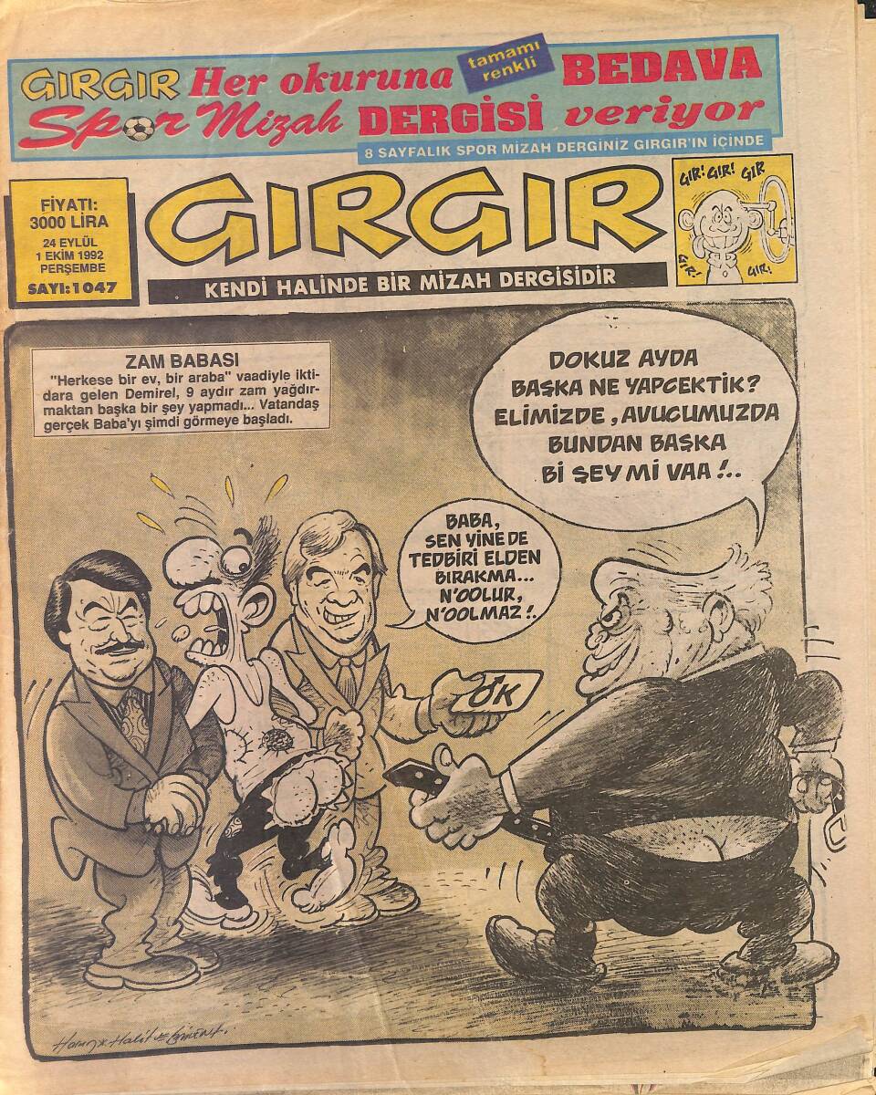 Gırgır Mizah Dergisi 24 Eylül 1 Ekim 1992 Sayı : 1047 NDR97755 - 1