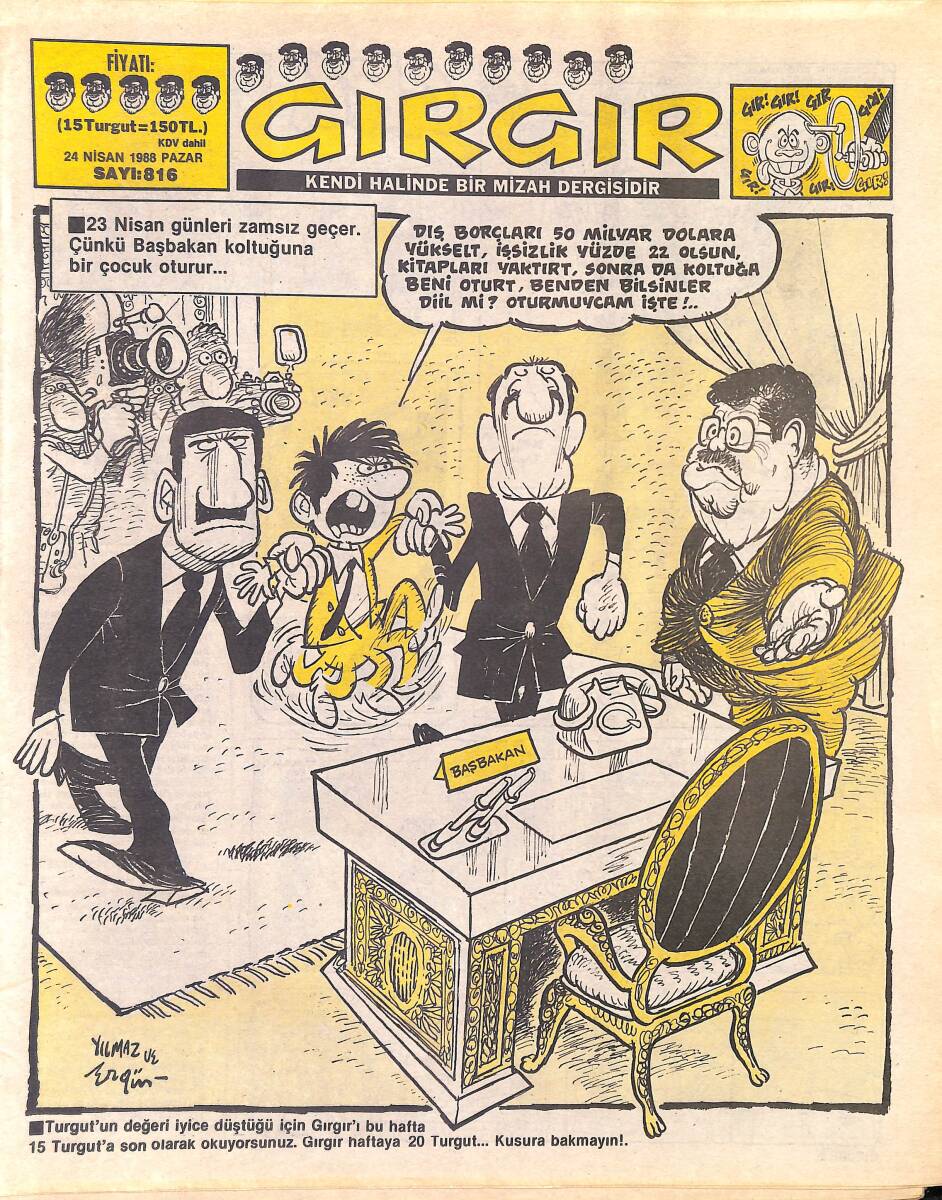 Gırgır Mizah Dergisi 24 Nisan 1988 Sayı : 816 NDR96933 - 1