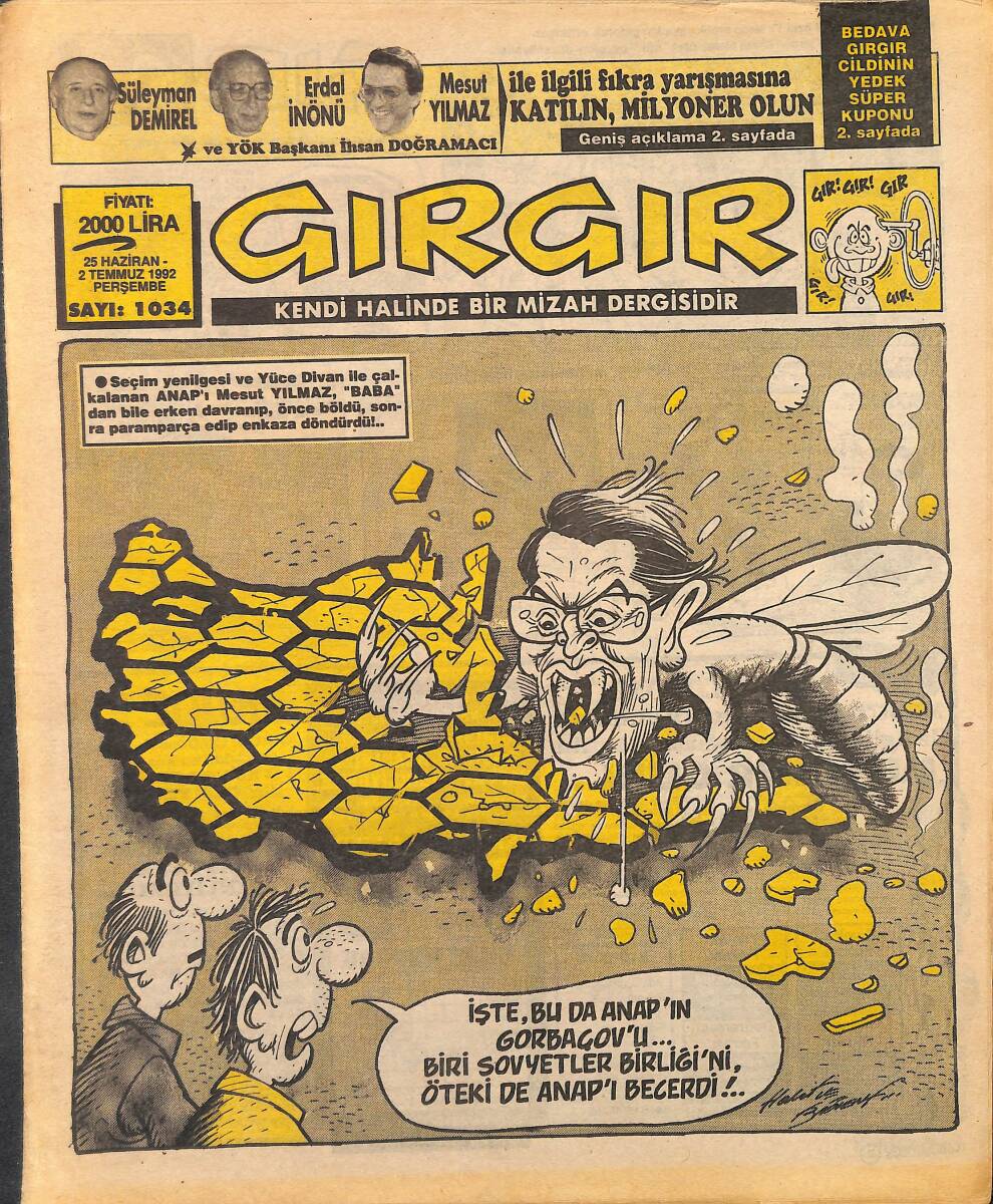 Gırgır Mizah Dergisi 25 Haziran - 2 Temmuz 1992 Sayı : 1034 NDR97767 - 1
