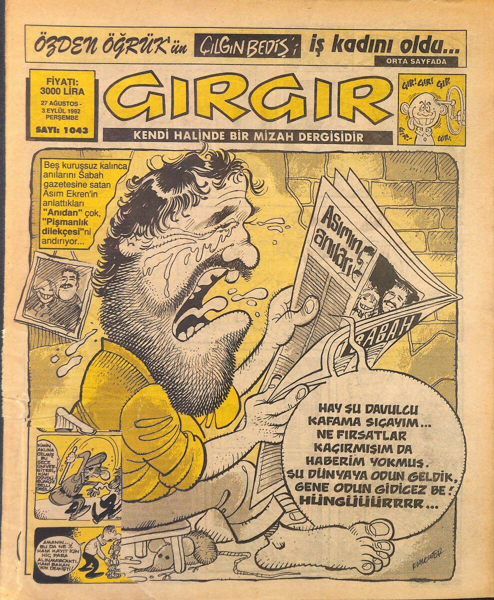 Gırgır Mizah Dergisi 27 Ağustos - 3 Eylül 1992 Sayı : 1043 NDR97759 - 1