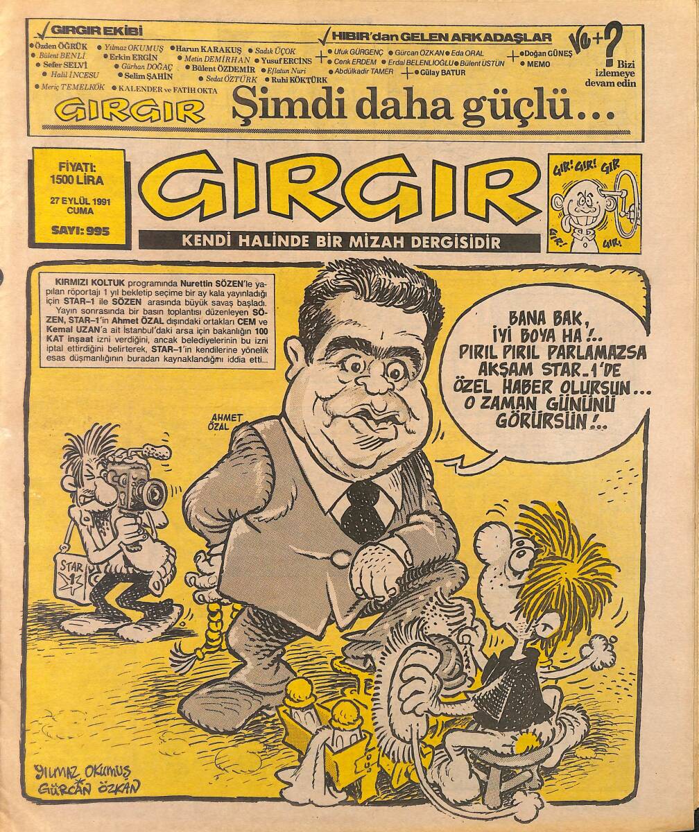 Gırgır Mizah Dergisi 27 Eylül 1991 Sayı: 995 NDR97901 - 1