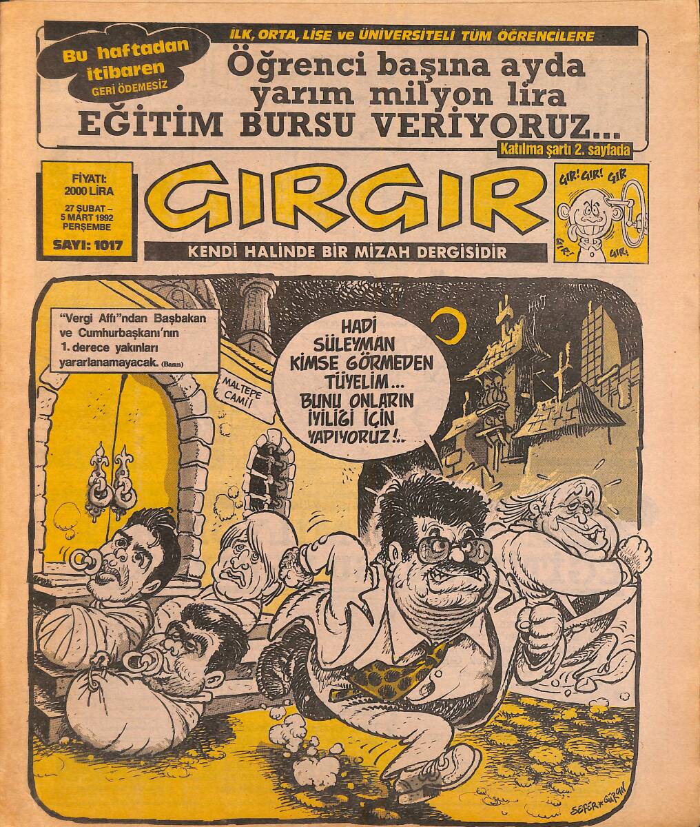Gırgır Mizah Dergisi 27 Şubat - 5 Mart 1992 Sayı : 1017 NDR96566 - 1