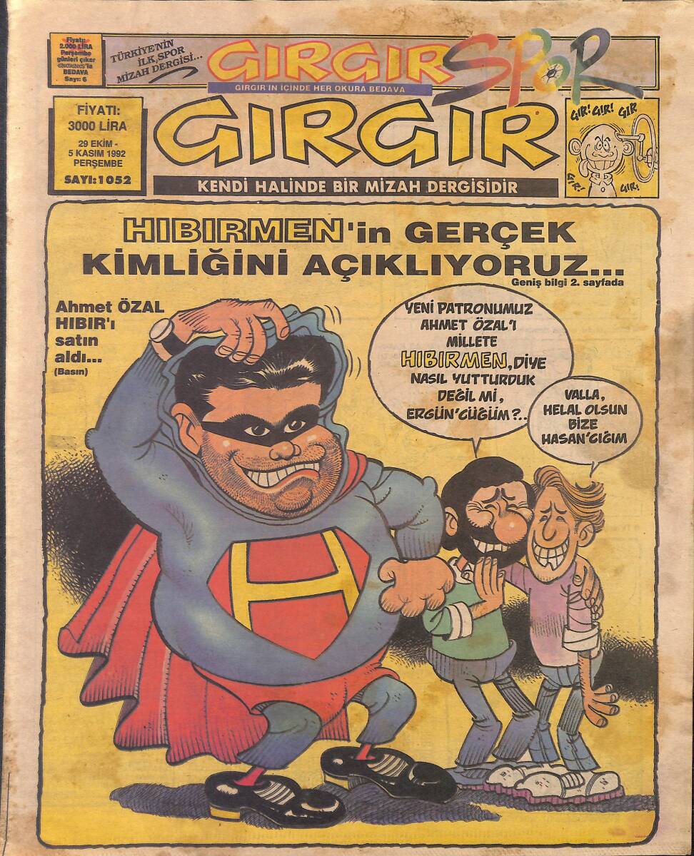 Gırgır Mizah Dergisi 29 Ekim - 5 Kasım 1992 Sayı : 1052 NDR97752 - 1