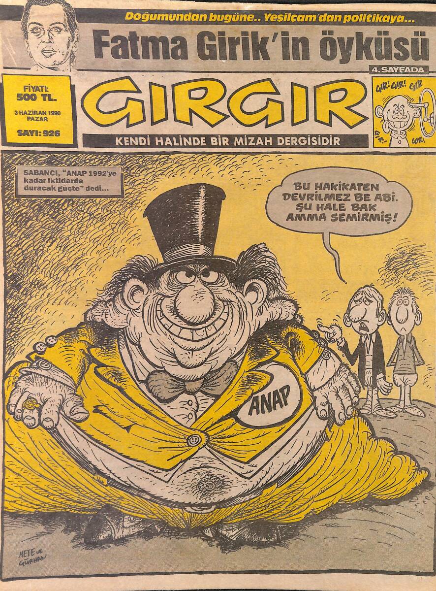 Gırgır Mizah Dergisi 3 Haziran 1990 Sayı: 926 NDR97856 - 1