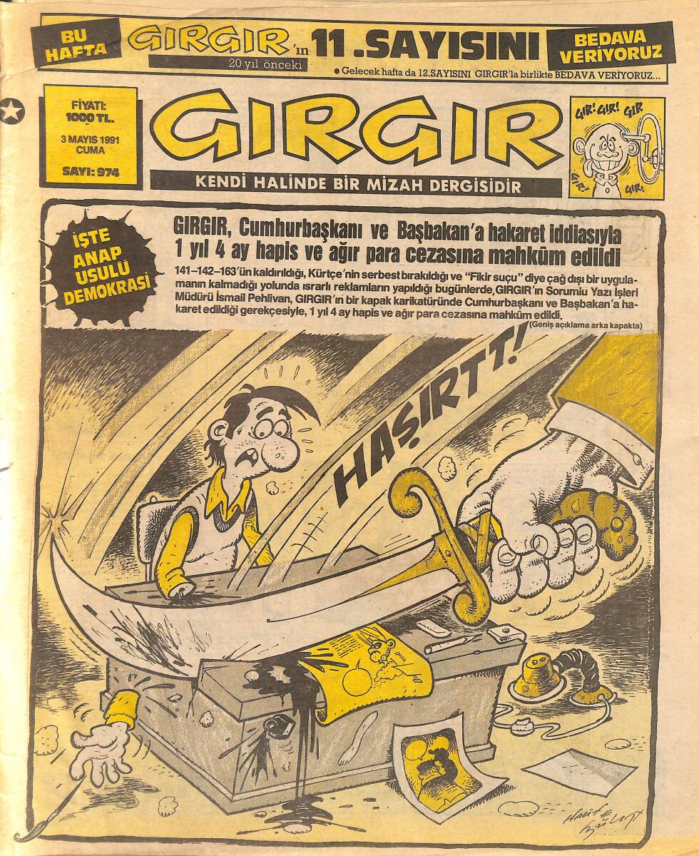 Gırgır Mizah Dergisi 3 Mayıs 1991 Sayı: 974 NDR97921 - 1