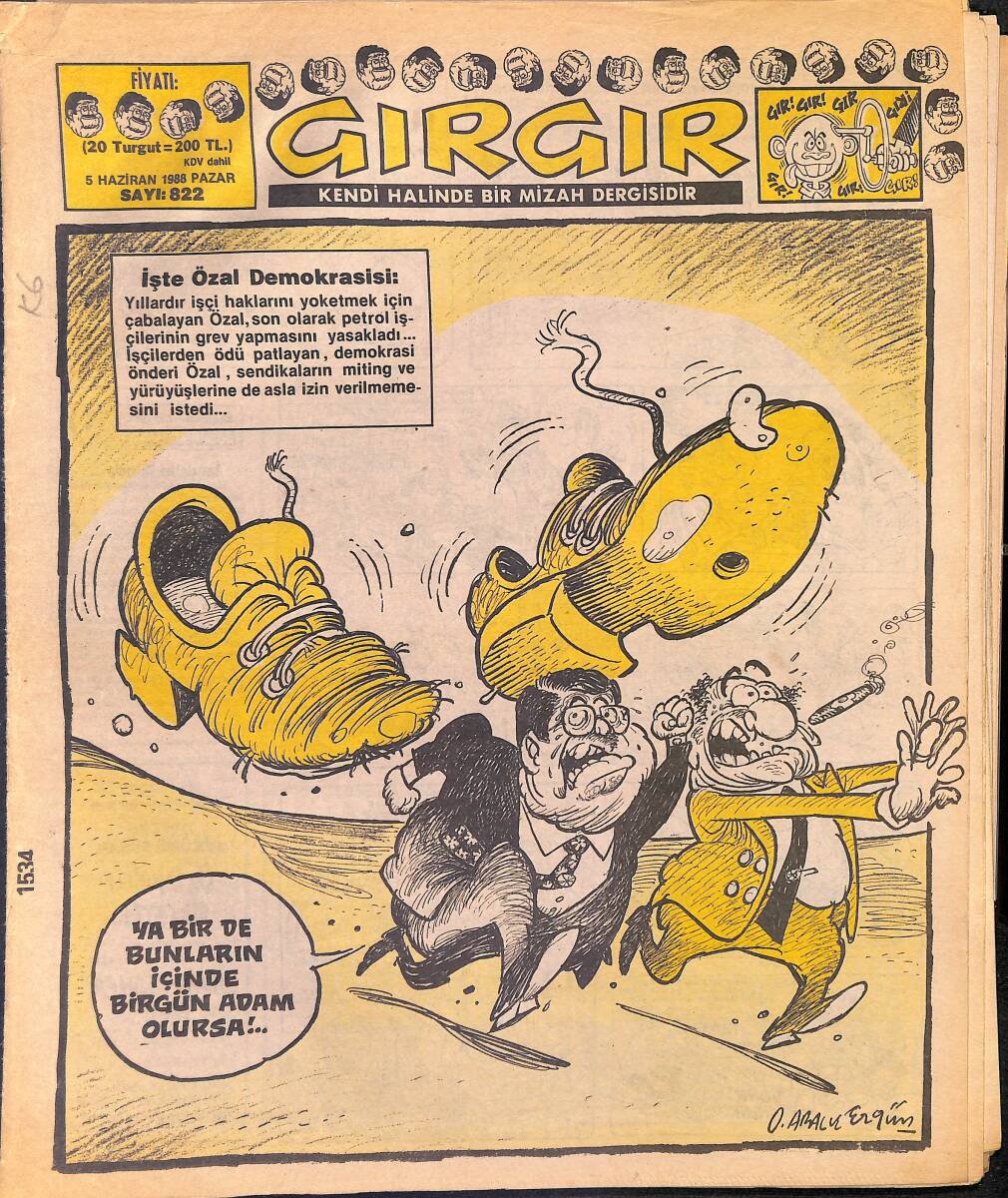 Gırgır Mizah Dergisi 5 Haziran 1988 Sayı : 822 NDR96927 - 1