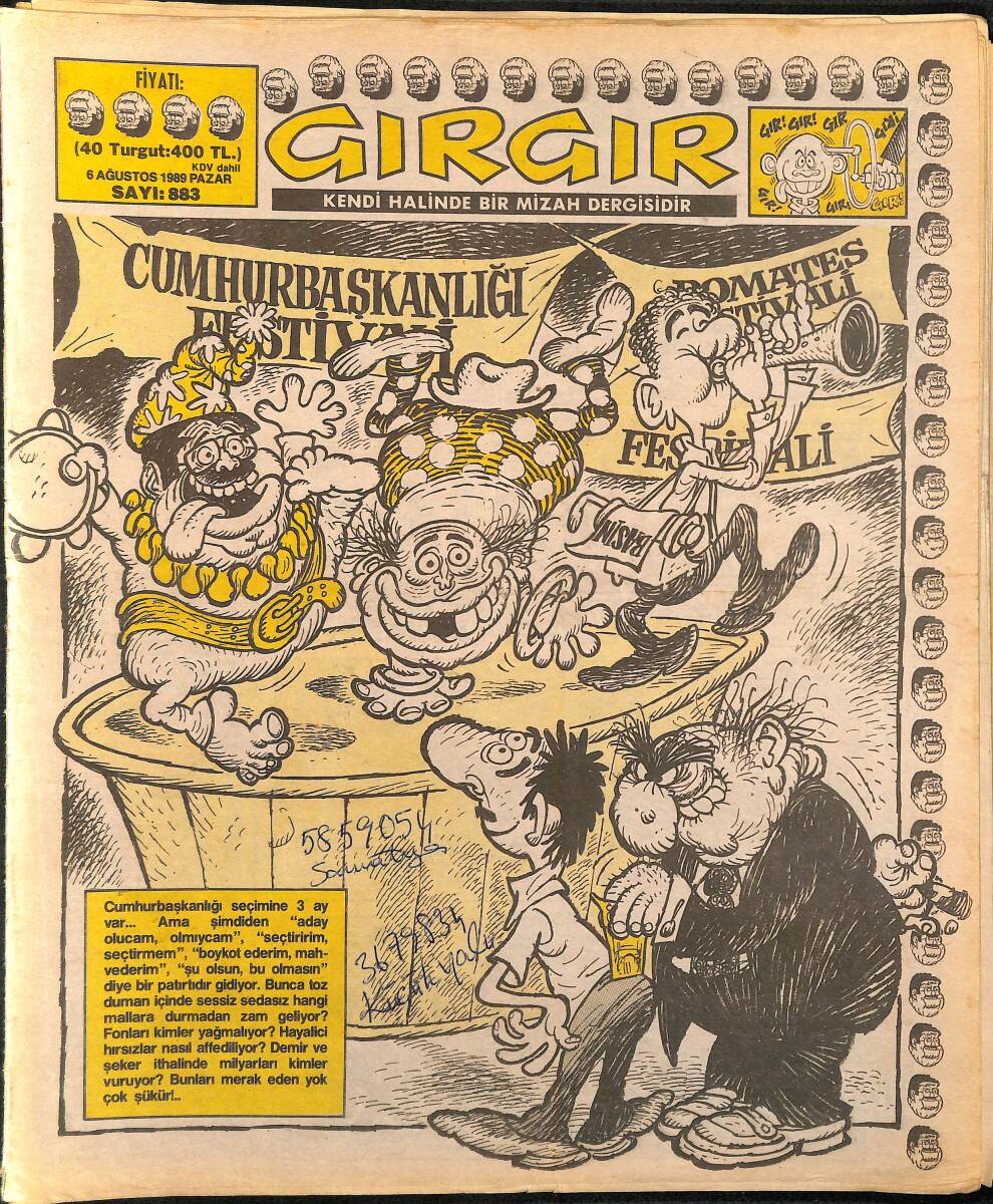 Gırgır Mizah Dergisi 6 Ağustos 1989 Sayı : 883 NDR96374 - 1