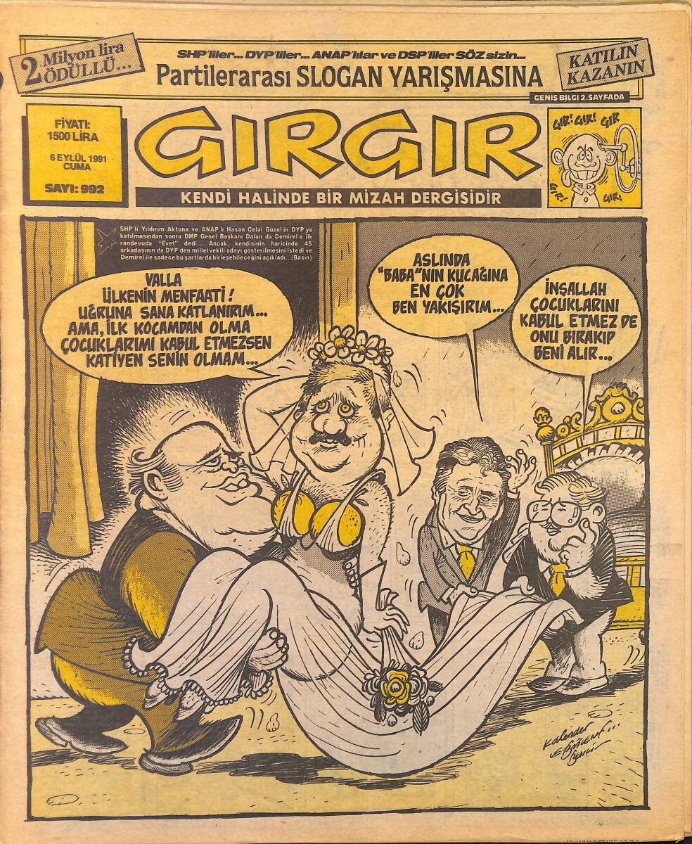 Gırgır Mizah Dergisi 6 Eylül 1991 Sayı: 992 NDR97904 - 1