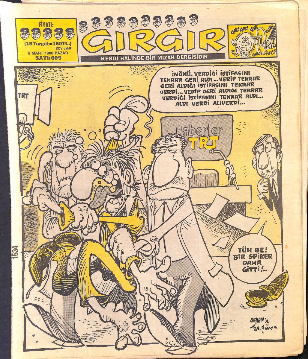 Gırgır Mizah Dergisi 6 Mart 1988 Sayı : 809 NDR96940 - 1
