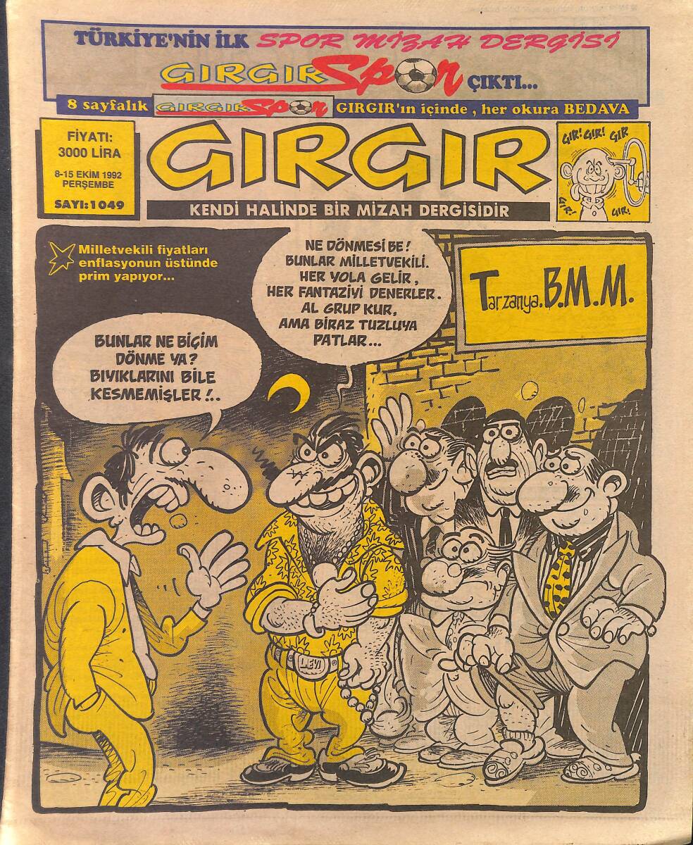 Gırgır Mizah Dergisi 8 - 15 Ekim 1992 Sayı : 1049 NDR97753 - 1