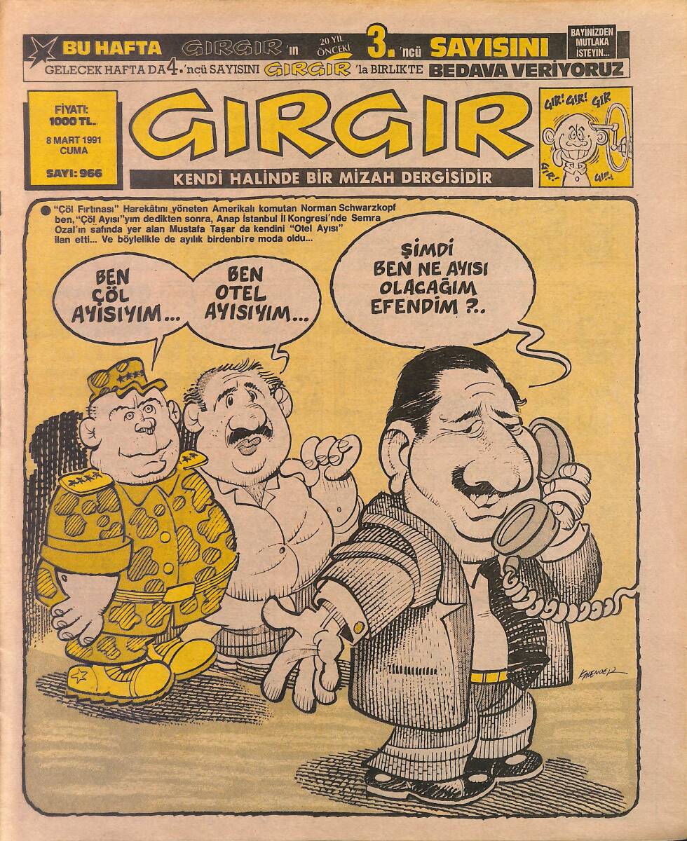 Gırgır Mizah Dergisi 8 Mart 1991 Sayı: 966 NDR97928 - 1
