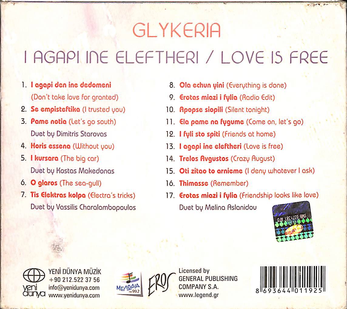 Glykeria - I Agapi Ine Eleftheri / Love Is Free CD (İkinci El) CD5721 - 2